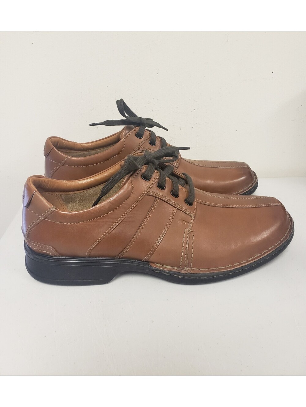 Men's Clarks Brown Leather Casual Lace-Up Shoes Sz US 12 GC